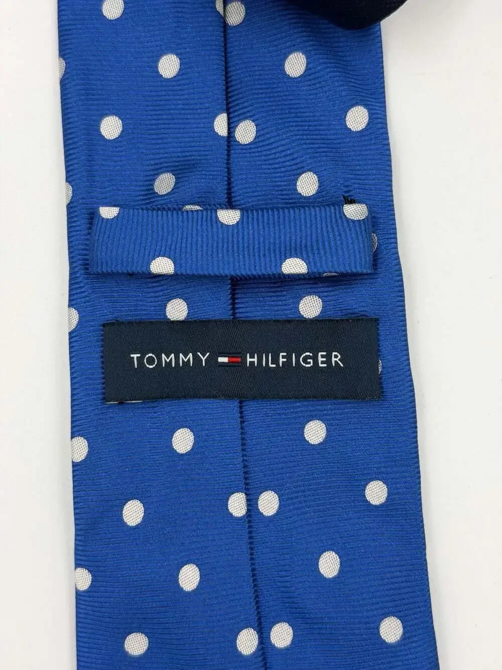 Tommy Hilfiger Royal Blue with White Polka Dots Silk Necktie